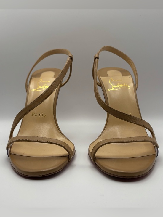 Christian Louboutin Shoes - Christian Louboutin Rosalie 100 mm - Tan Leather Crisscross Slingback Heels